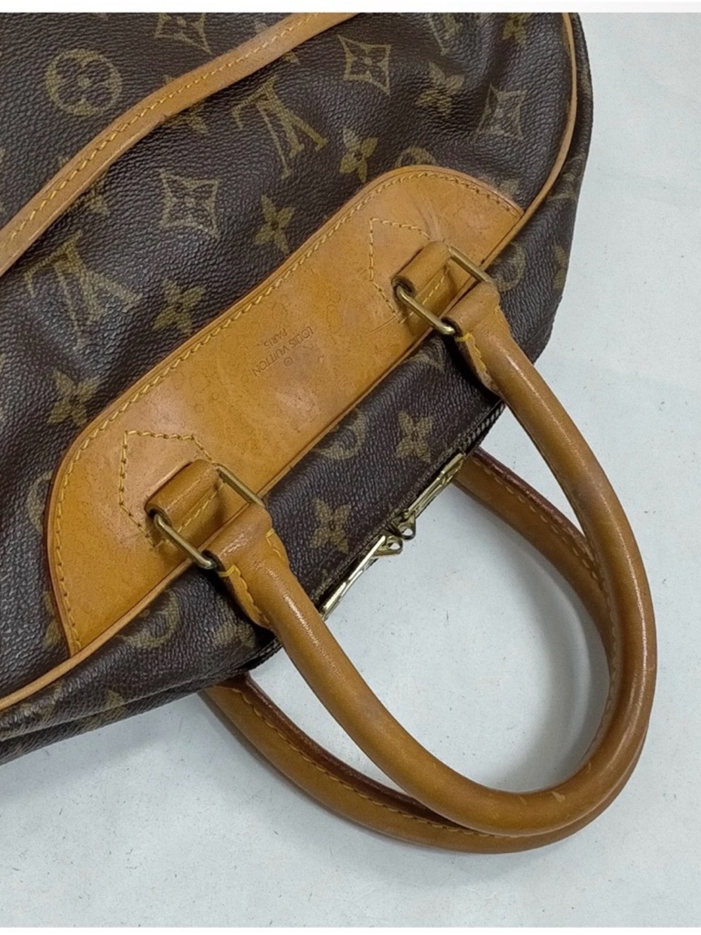 Louis Vuitton Deauville Monogram Satchel Bag in Brown & Tan Preowned - Picture 8 of 13